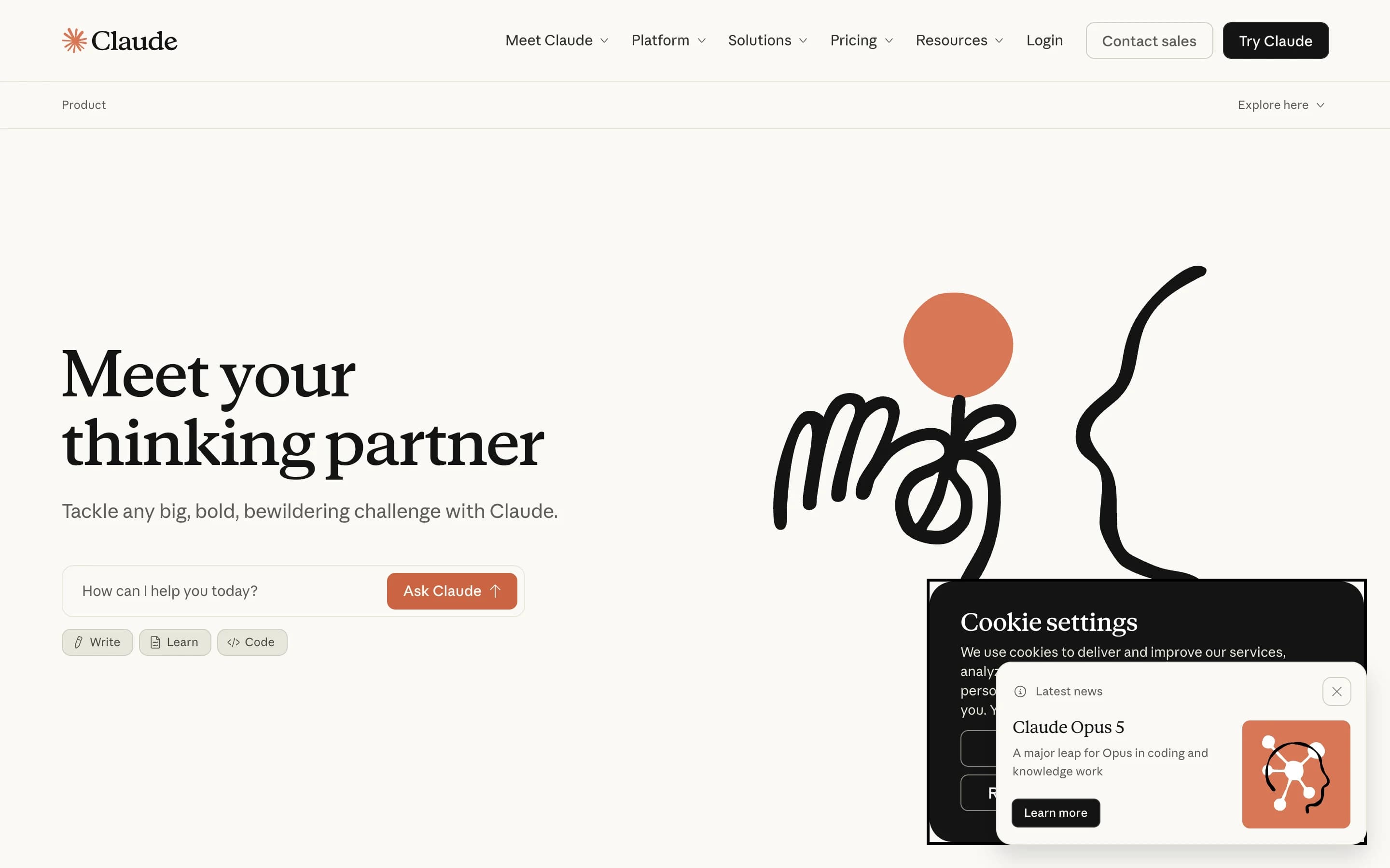 The Claude homepage